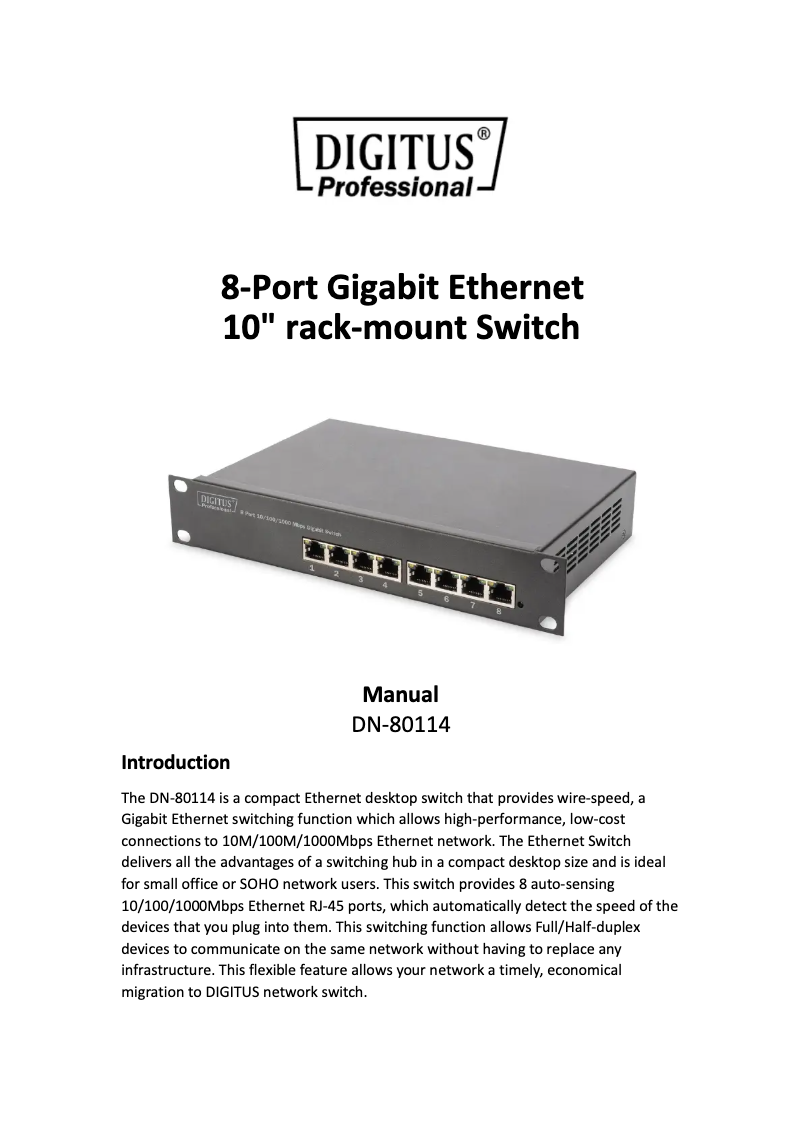 Page n°1 - Manuel utilisateur Digitus DN-80114