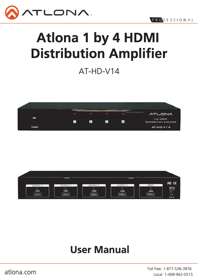 Page 1 de la notice Manuel utilisateur Atlona AT-HD-V14