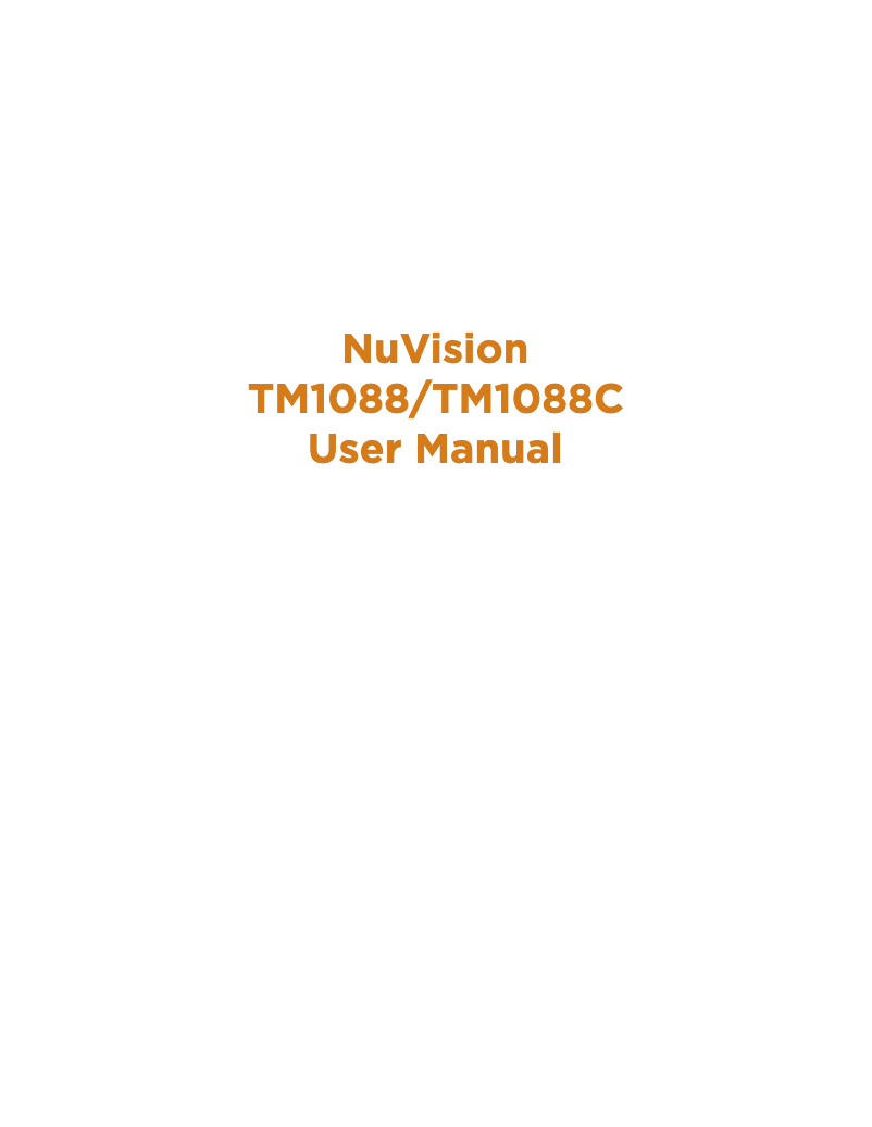 Page n°1 - Manuel utilisateur NuVision TM1088C