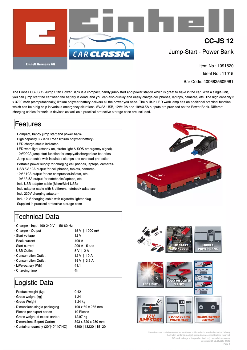 Image de la première page du manuel de l'appareil CC-JS 12