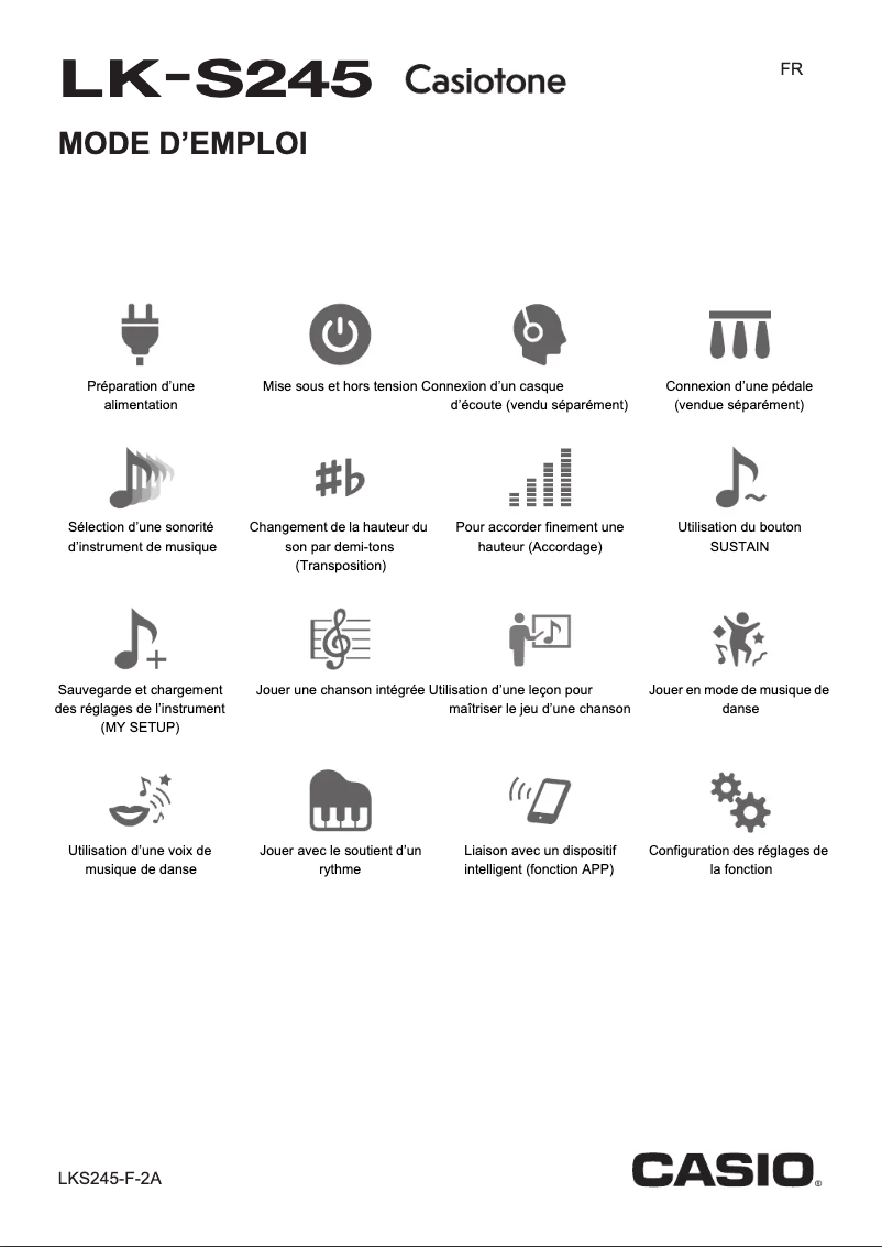 Page 1 de la notice Manuel utilisateur Casio Casiotone LK-S245