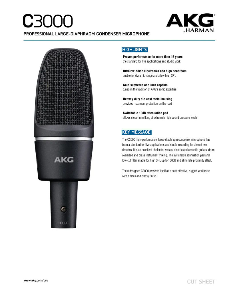 Page n°1 - Fiche technique AKG C3000