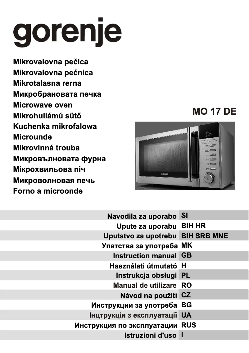 Page n°1 - Manuel utilisateur Gorenje MO17DE