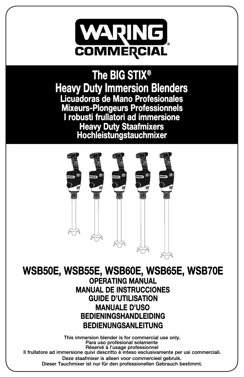 Page n°1 - Manuel utilisateur Waring Commercial Big Stix WSB70E