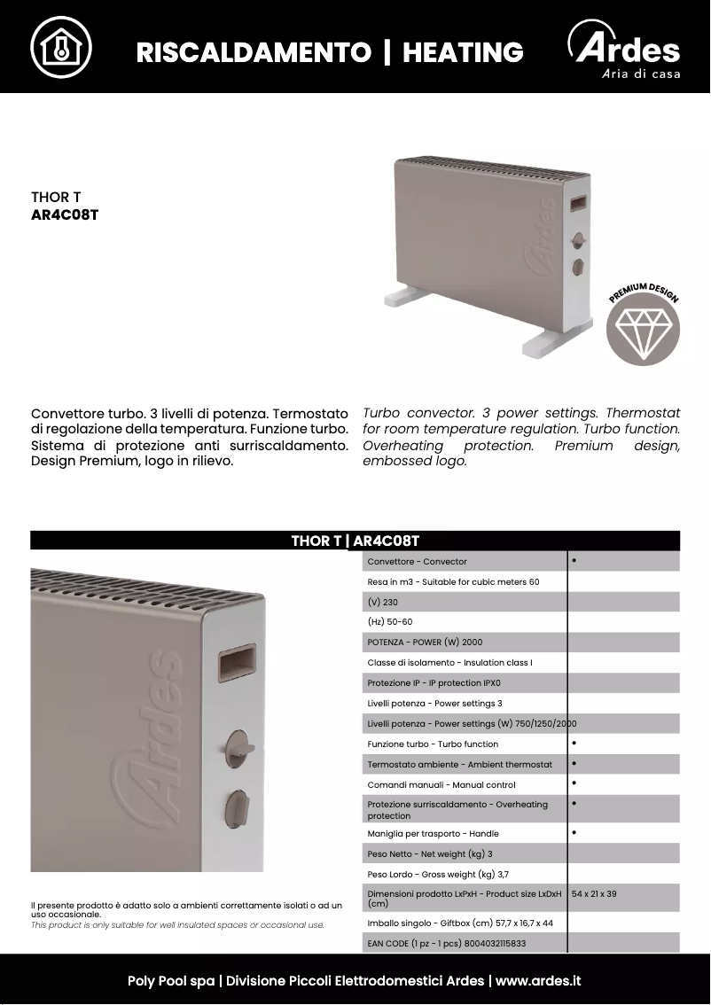 Page n°1 - Fiche technique Ardes AR4C08T