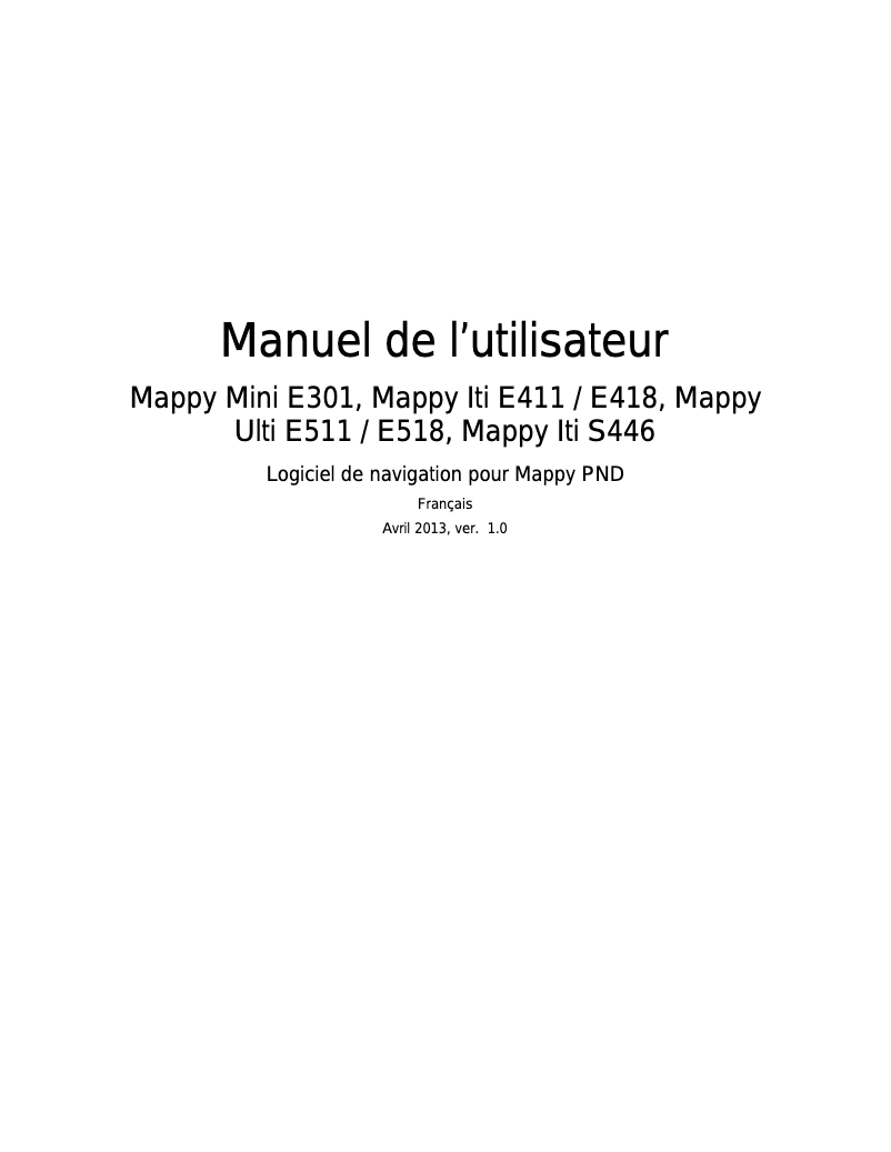 Page 1 de la notice Manuel utilisateur Mappy Ulti E511