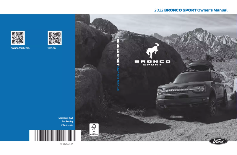 Page n°1 - Manuel utilisateur Ford Bronco Sport (2022)