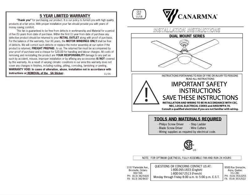 Image de la première page du manuel de l'appareil Foley CF48FOL4WH