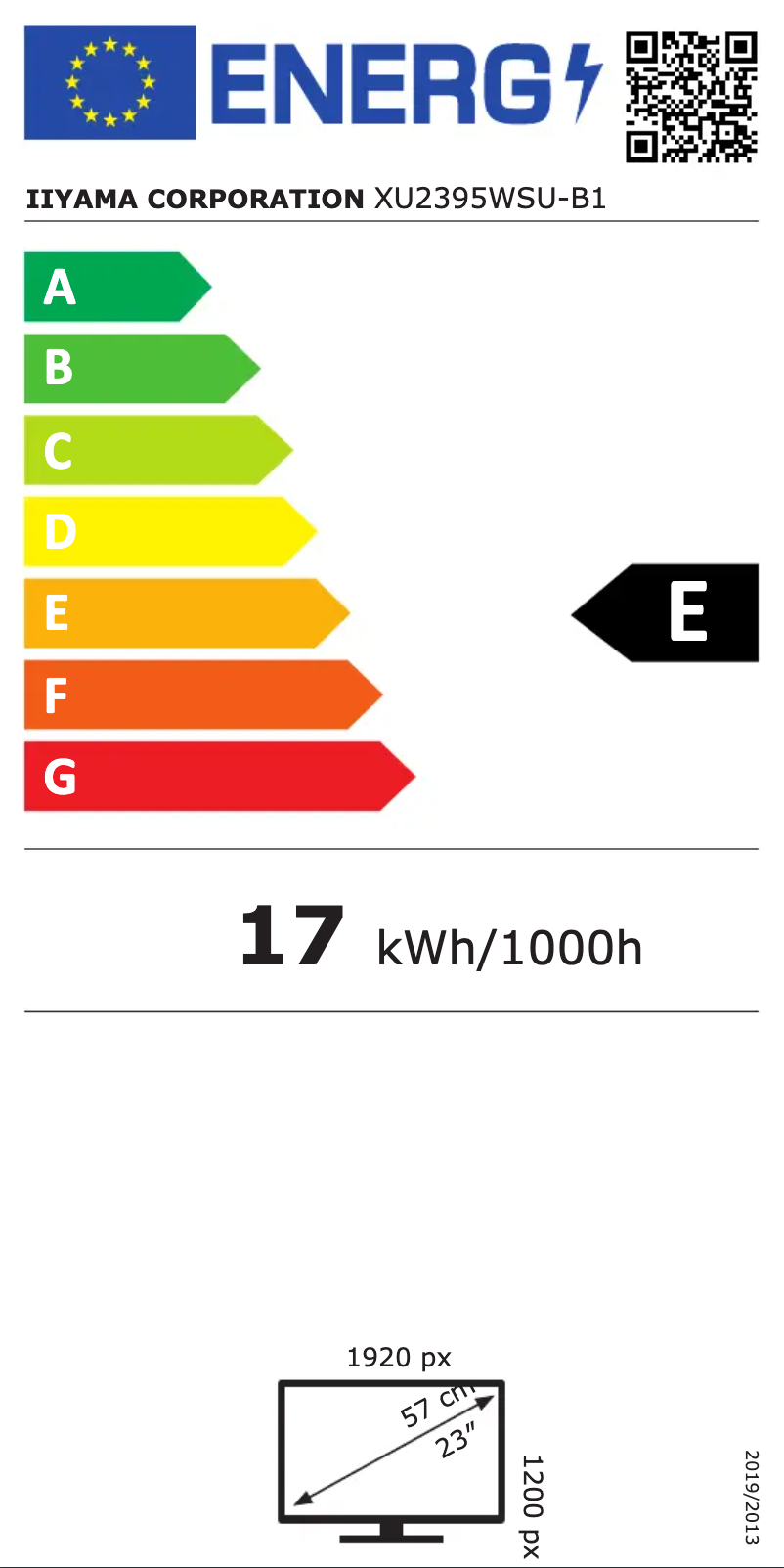 Page n°1 - Label énergétique Iiyama ProLite XU2395WSU-B1