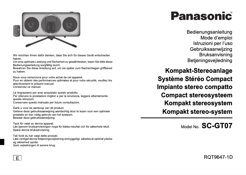 Page n°1 - Manuel utilisateur Panasonic SC-GT07