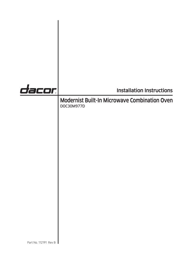 Page 1 de la notice Manuel utilisateur Dacor Modernist DOC30M977DS