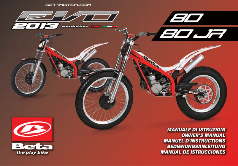 Page 1 de la notice Manuel utilisateur Beta EVO 80 (2013)