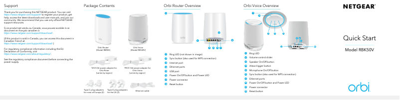 Page 1 de la notice Guide d'installation Netgear Orbi RBK53V