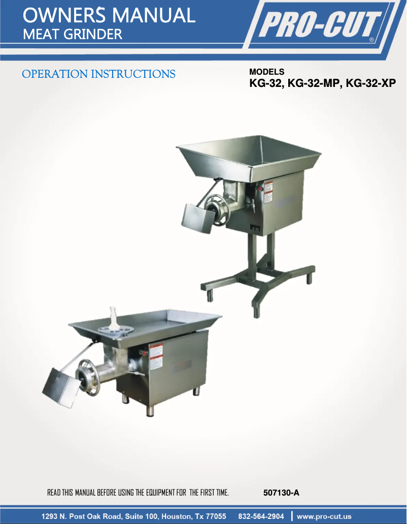 Page 1 de la notice Manuel utilisateur Pro-Cut KG-32-XP