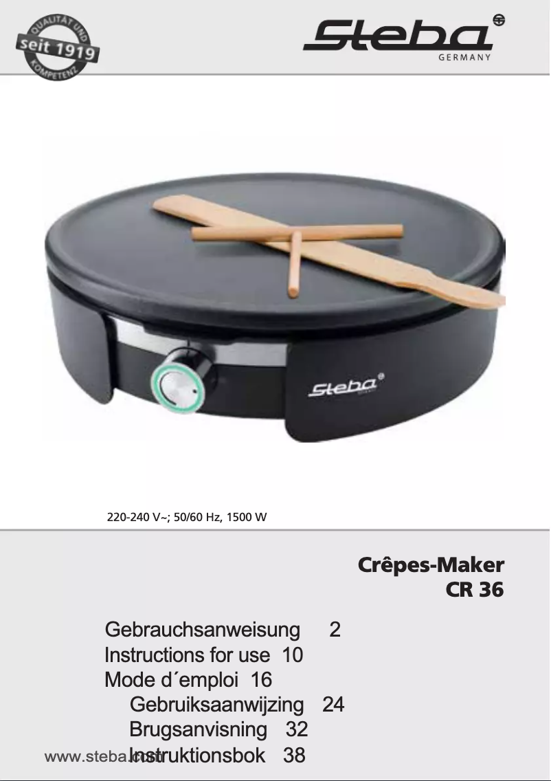 Page 1 de la notice Manuel utilisateur Steba CR 36