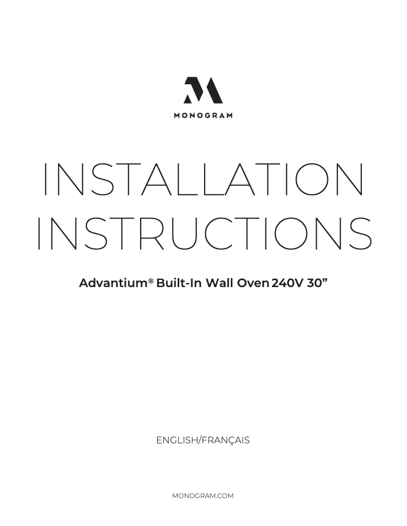 Página 1 del manual Guía de instalación Monogram ZSB9231NSS