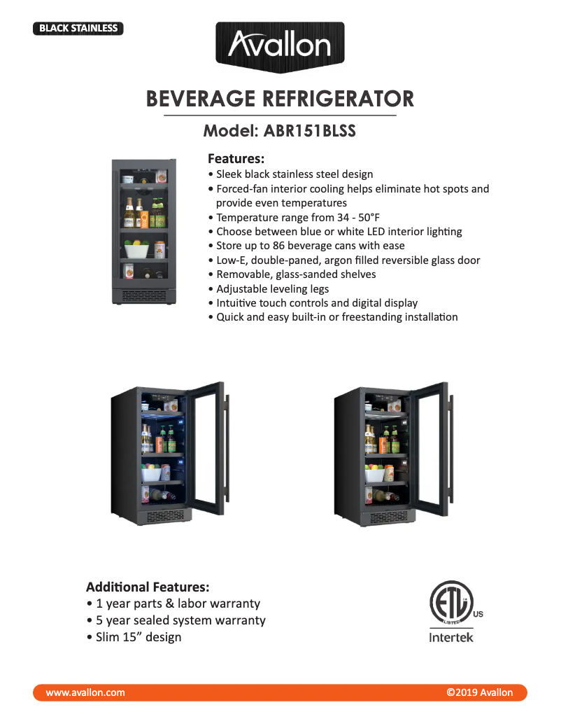 Image de la première page du manuel de l'appareil ABR151BLSS