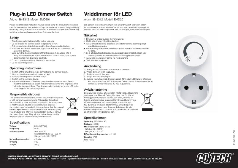 Page n°1 - Manuel utilisateur Cotech EMD201
