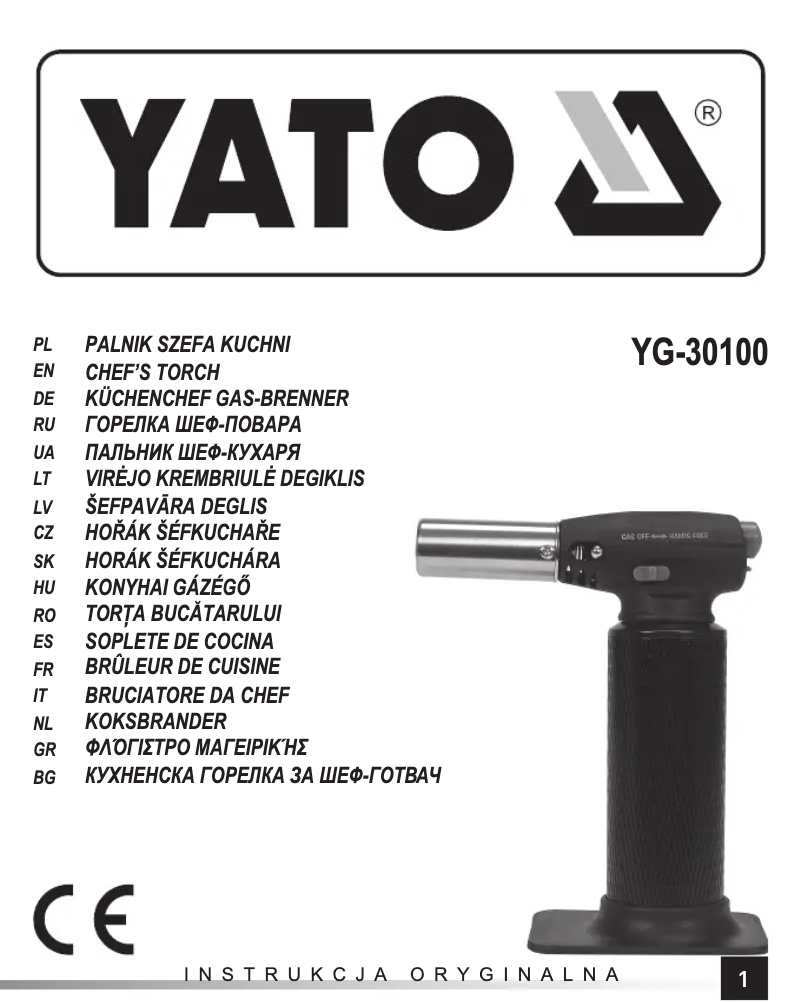 Page n°1 - Manuel utilisateur Yato YG-30100