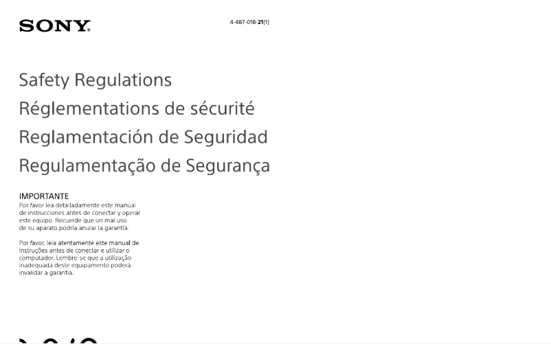 Page 1 de la notice Instructions de sécurité Sony Vaio Fit 13 SVF13N190S