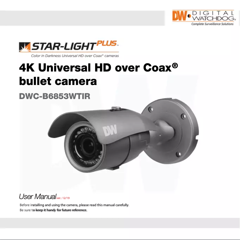 Page n°1 - Manuel utilisateur Digital Watchdog Star-Light Plus DWC-B6853WTIR