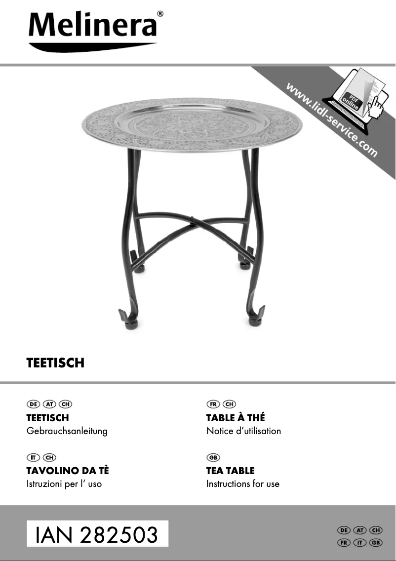 Page 1 de la notice Manuel utilisateur Melinera IAN 282503