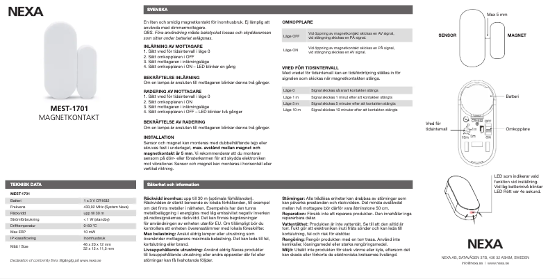 Página 1 del manual Manual de usuario Nexa MEST-1701