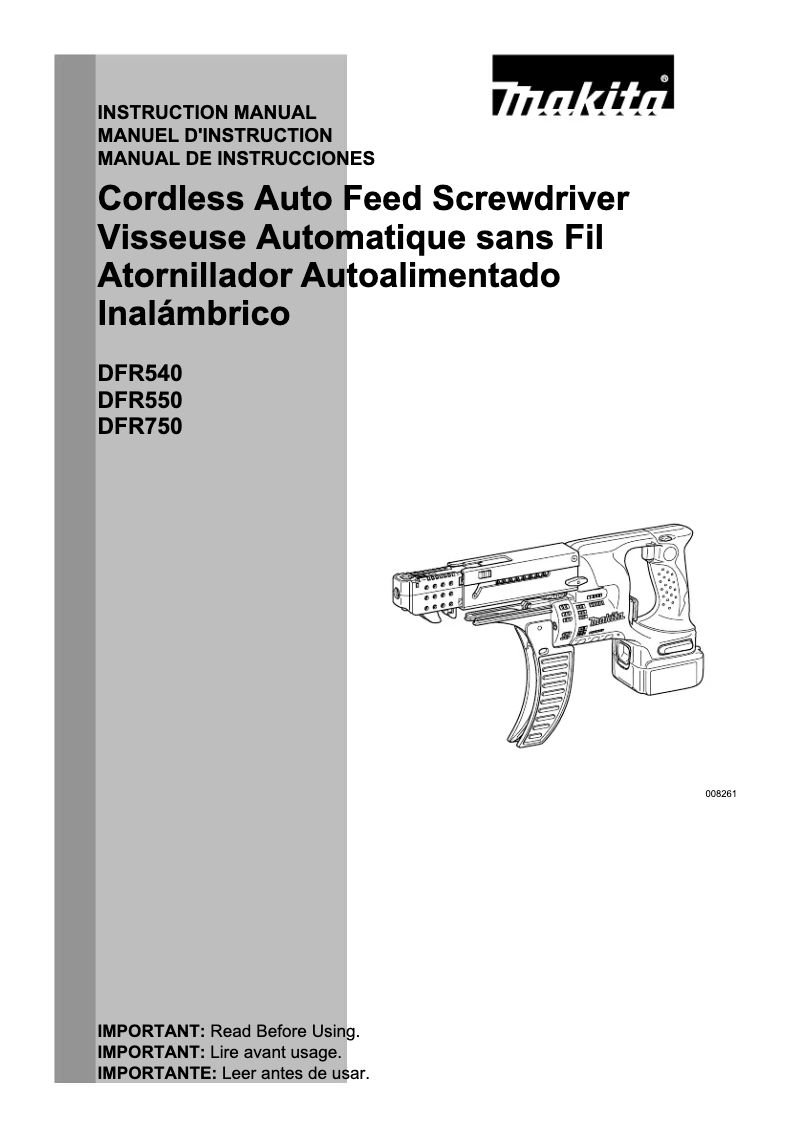 Page n°1 - Manuel utilisateur Makita DFR550RTJ