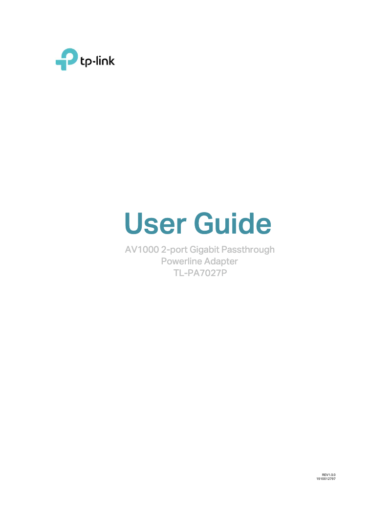 Page n°1 - Manuel utilisateur TP-Link TL-PA7027P