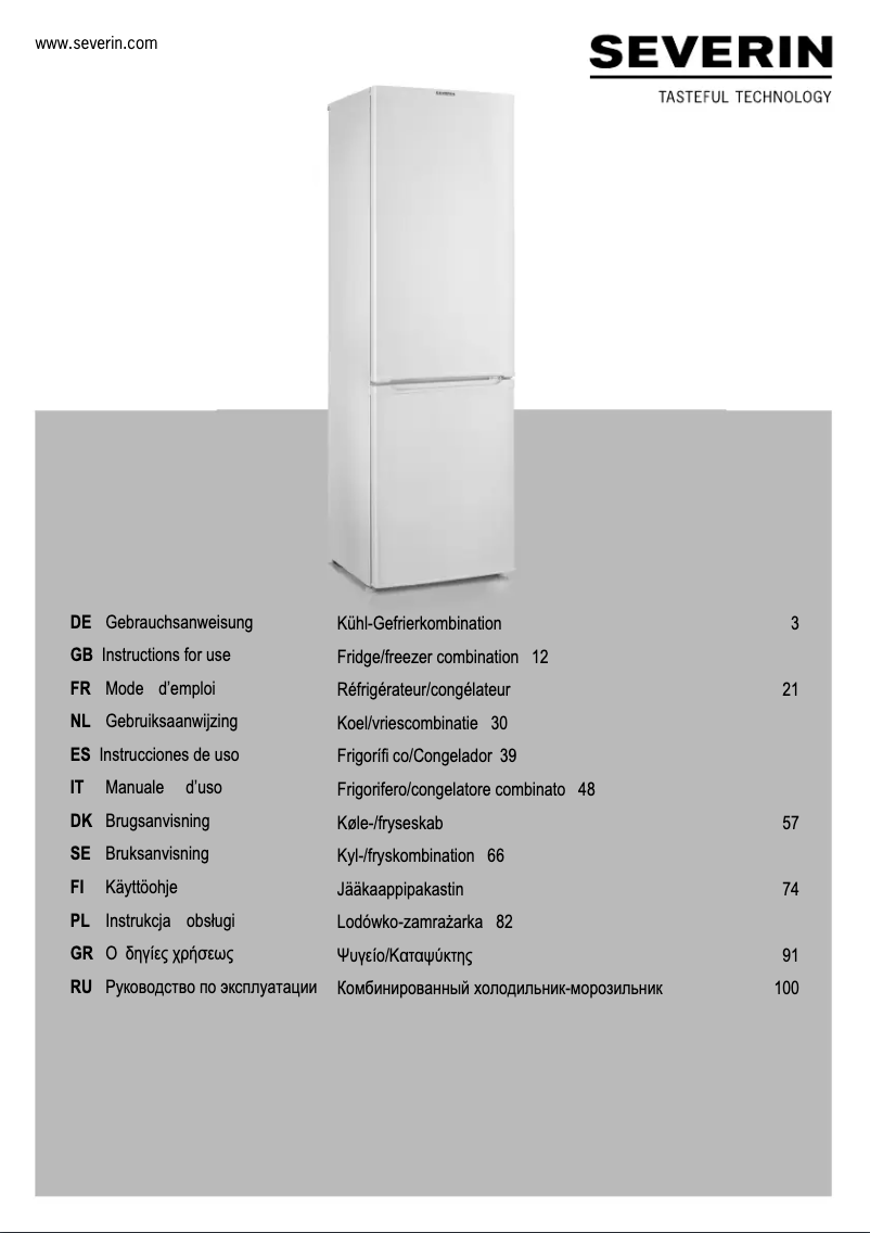 Page 1 de la notice Manuel utilisateur Severin KS 9783