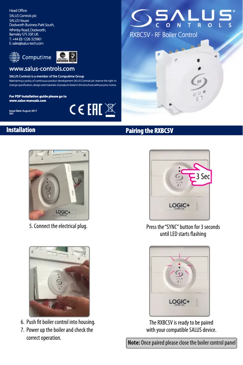 Page 1 de la notice Manuel utilisateur Salus RXBC5V