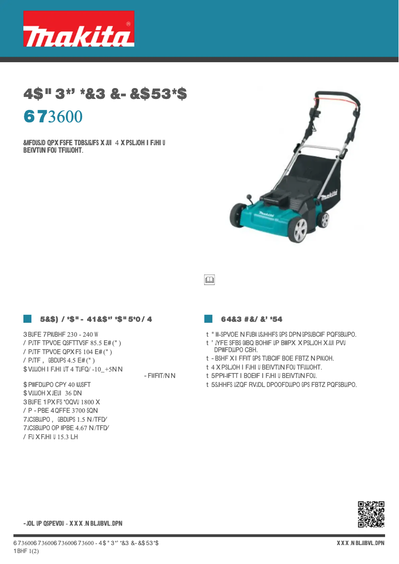 Page n°1 - Fiche technique Makita UV3600