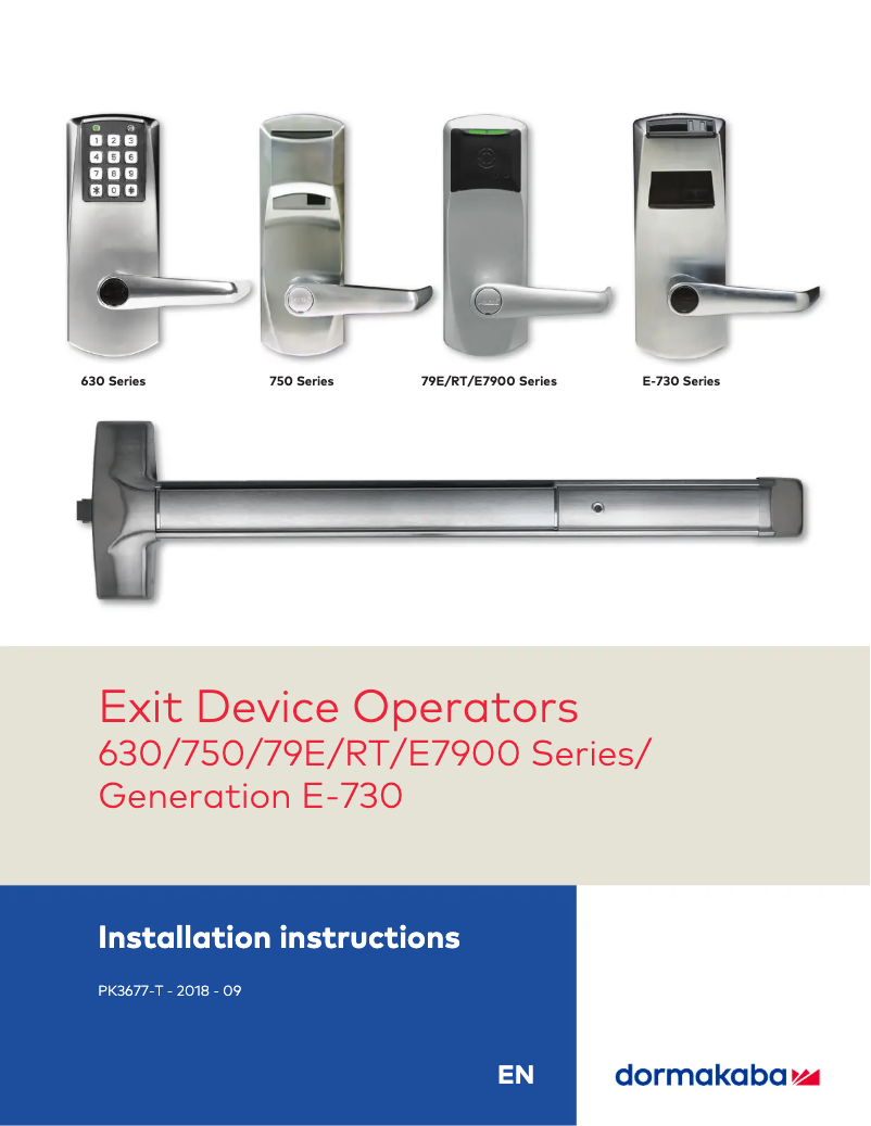 Image de la première page du manuel de l'appareil Exit Device Operators 630