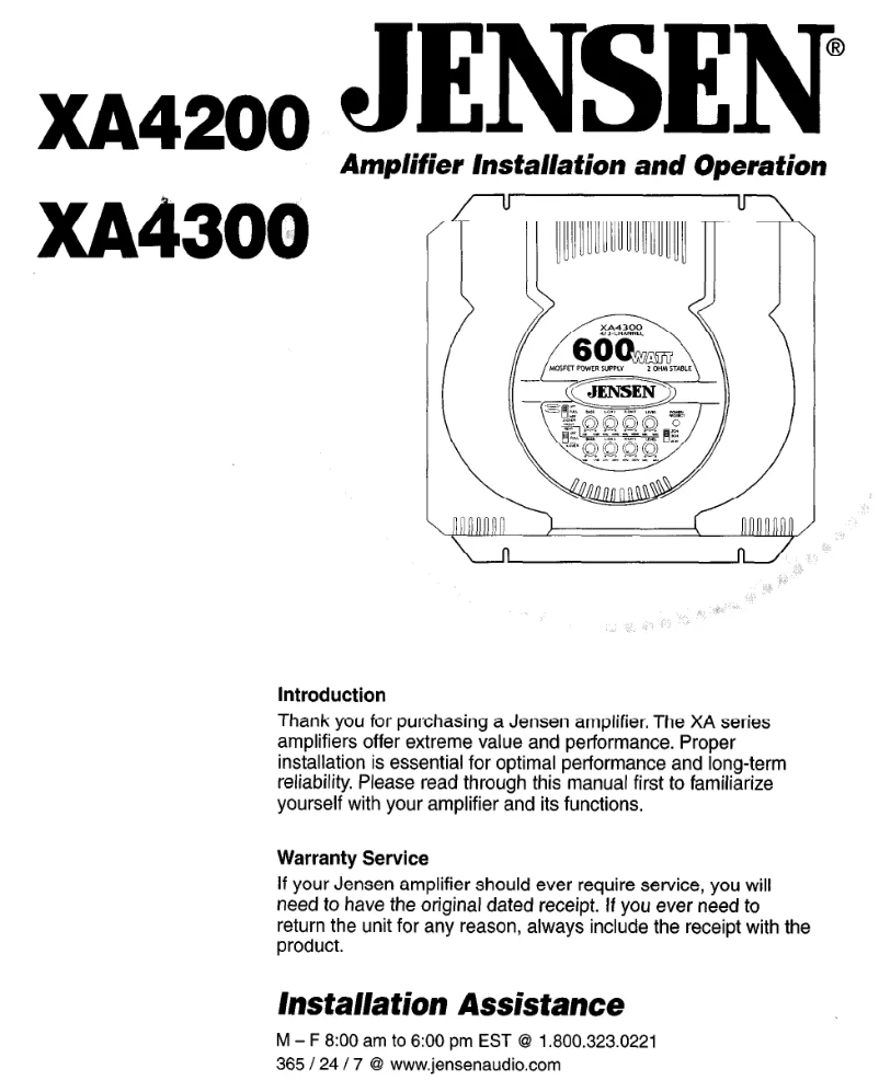 Page 1 de la notice Manuel utilisateur Jensen XA4300