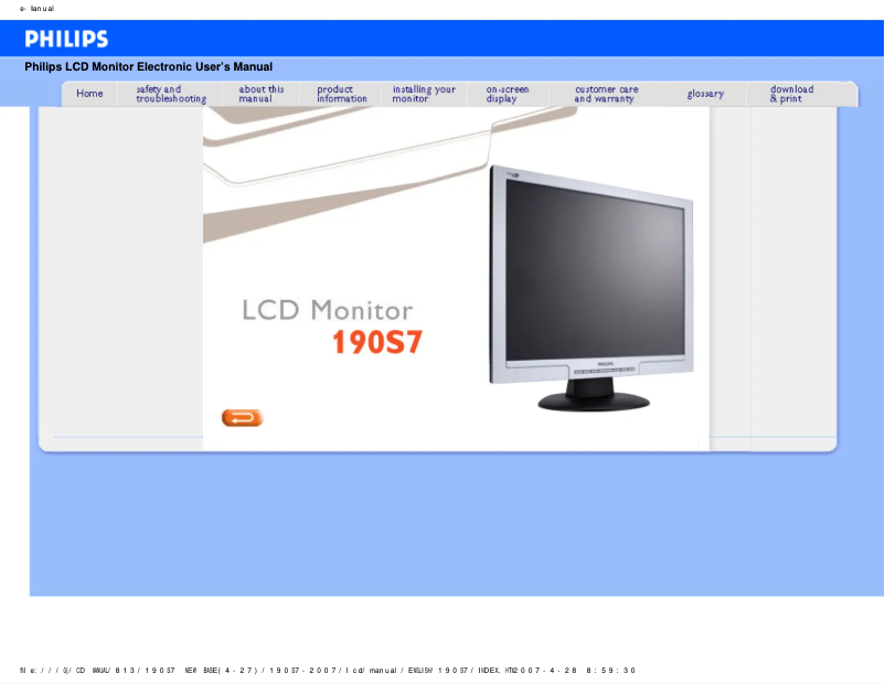 Page n°1 - Manuel utilisateur Philips 190S7FG