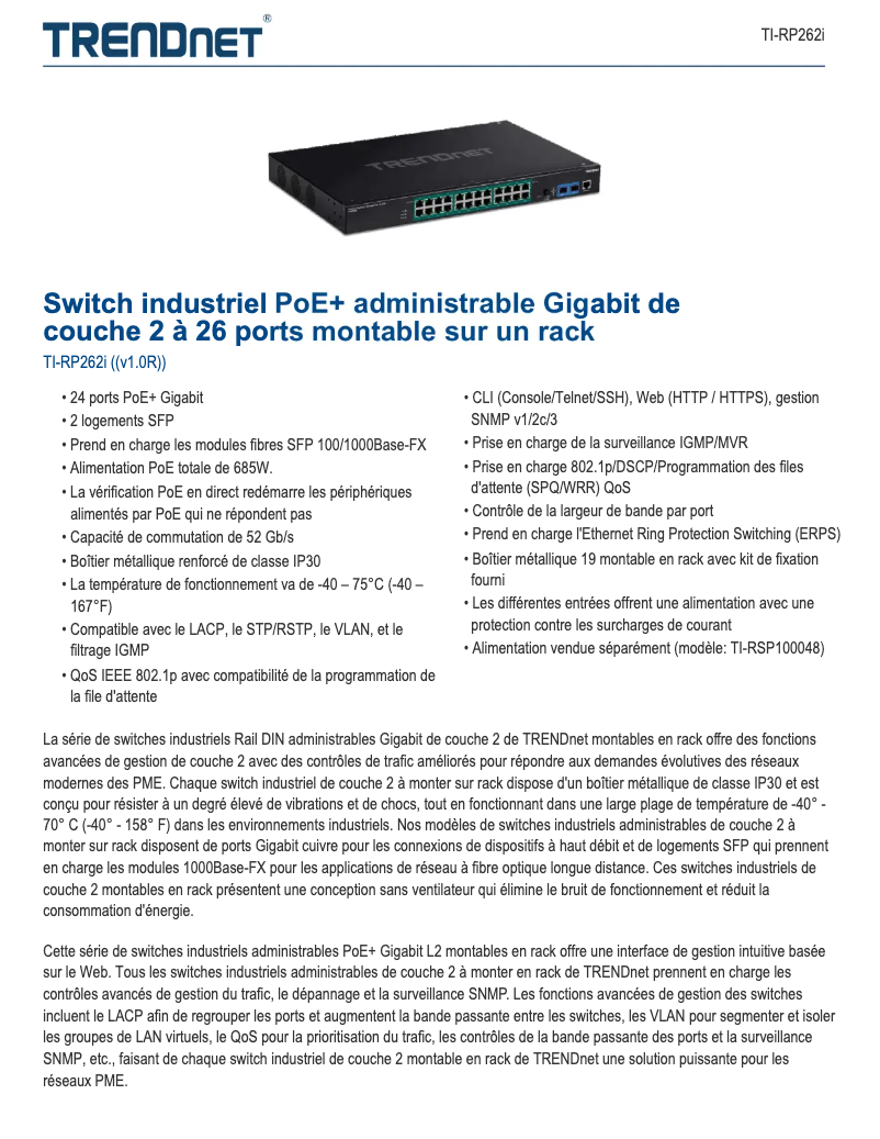 Image de la première page du manuel de l'appareil TI-RP262i