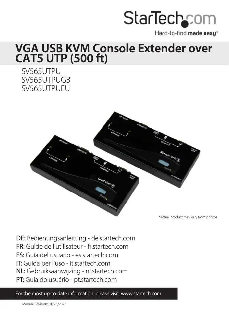 Page n°1 - Manuel utilisateur StarTech.com SV565UTPU