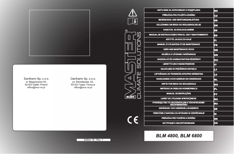 Imagen de la primera página del manual del dispositivo BLM 4800