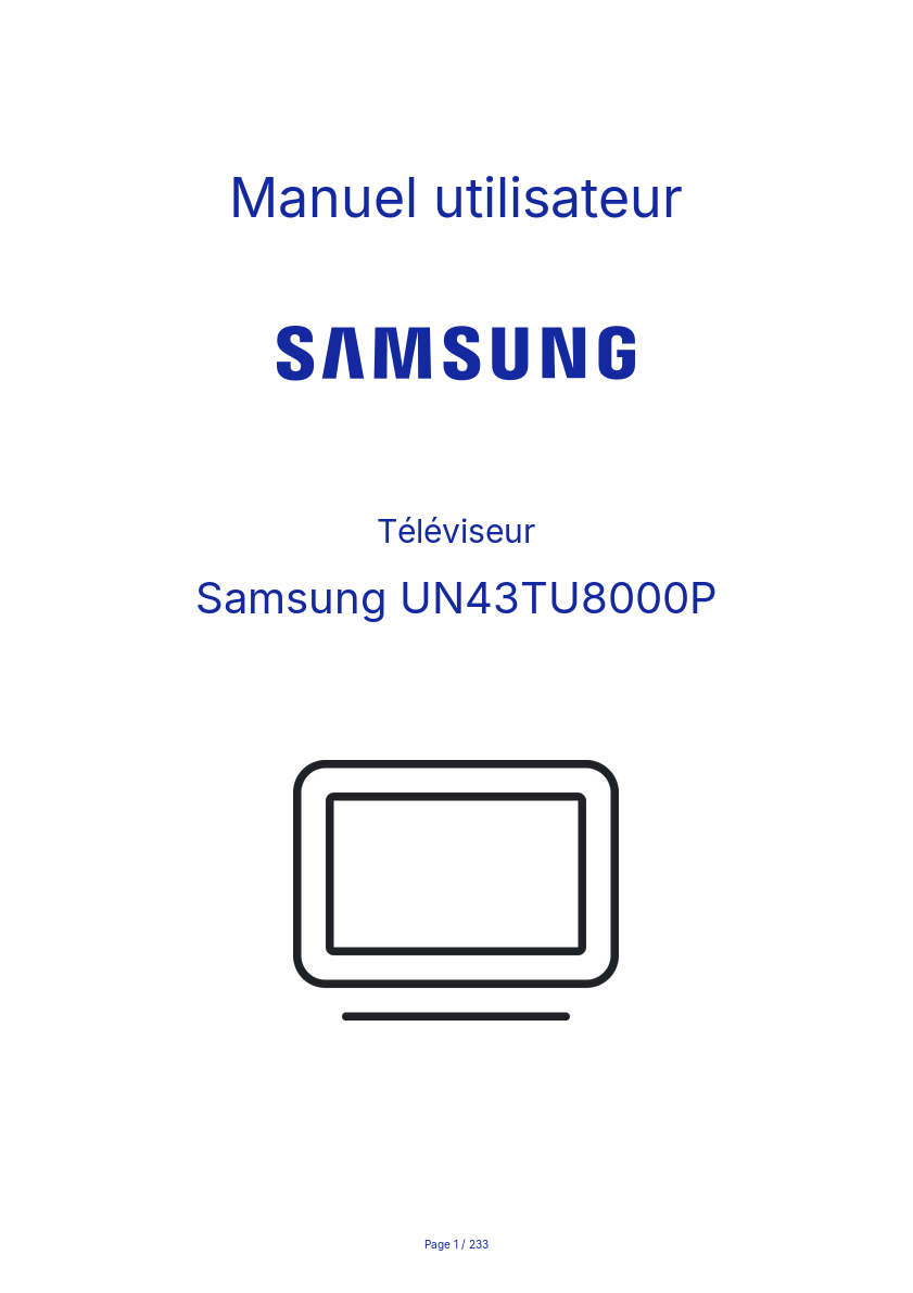 Page 1 de la notice Manuel utilisateur Samsung UN43TU8000P