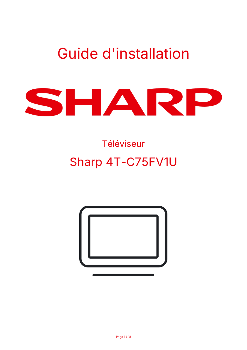 Page n°1 - Guide d'installation Sharp 4T-C75FV1U
