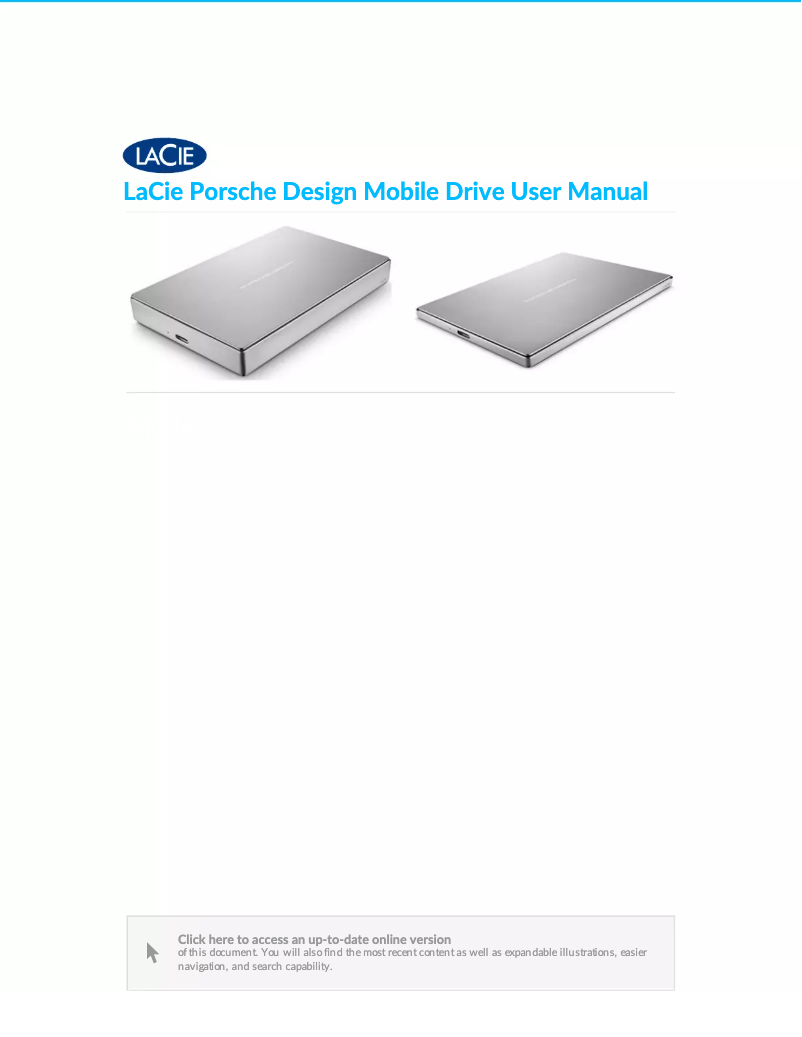 Page 1 de la notice Manuel utilisateur LaCie Mobile drive USB-C