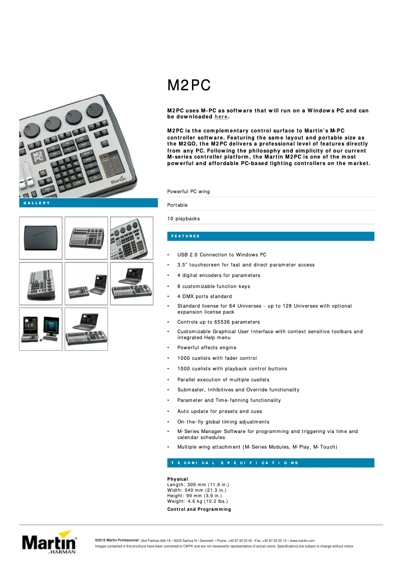 Page 1 de la notice Fiche technique Martin M2PC