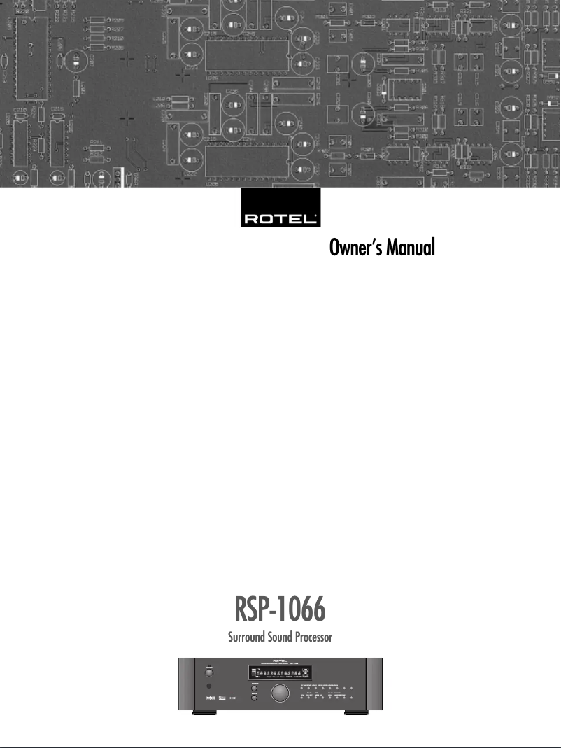 Page n°1 - Manuel utilisateur Rotel RSP-1066