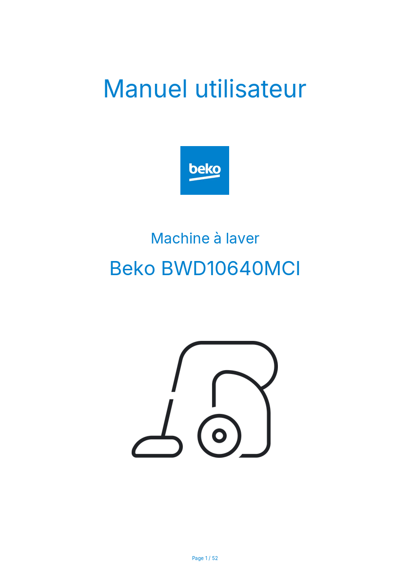 Image de la première page du manuel de l'appareil BWD10640MCI