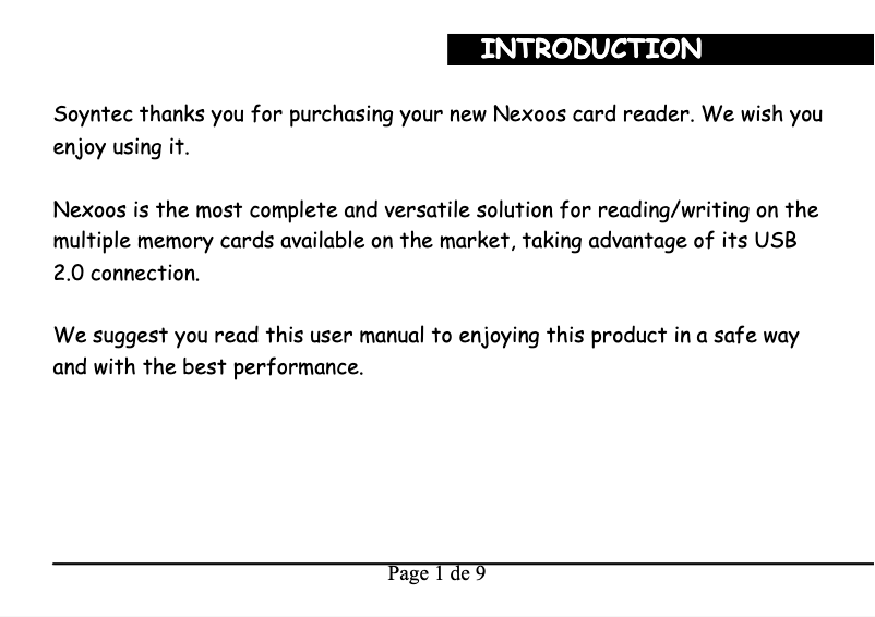 Image de la première page du manuel de l'appareil Nexoos 551