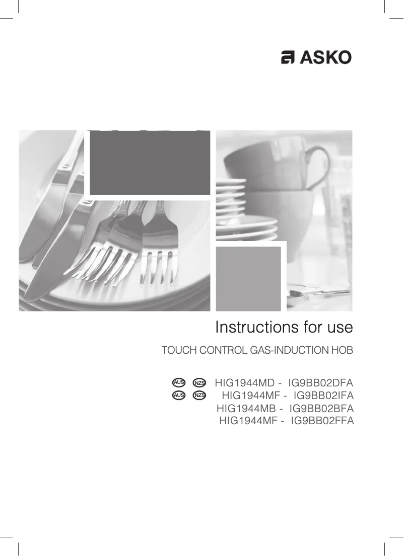 Page 1 de la notice Manuel utilisateur Asko HIG1944MF