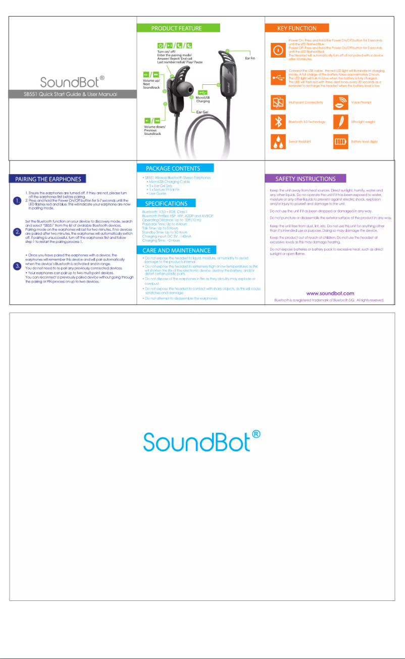 Page n°1 - Manuel utilisateur SoundBot SB551