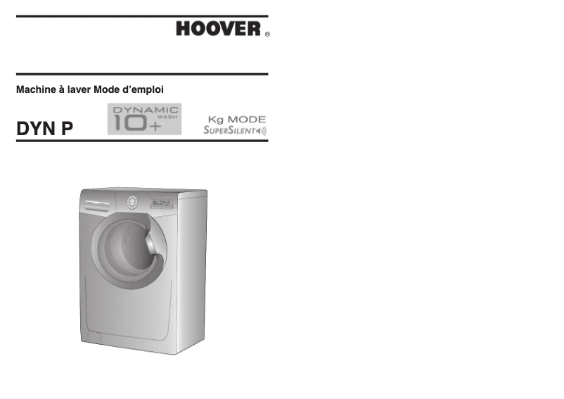Page n°1 - Manuel utilisateur Hoover DYN 10146P-80