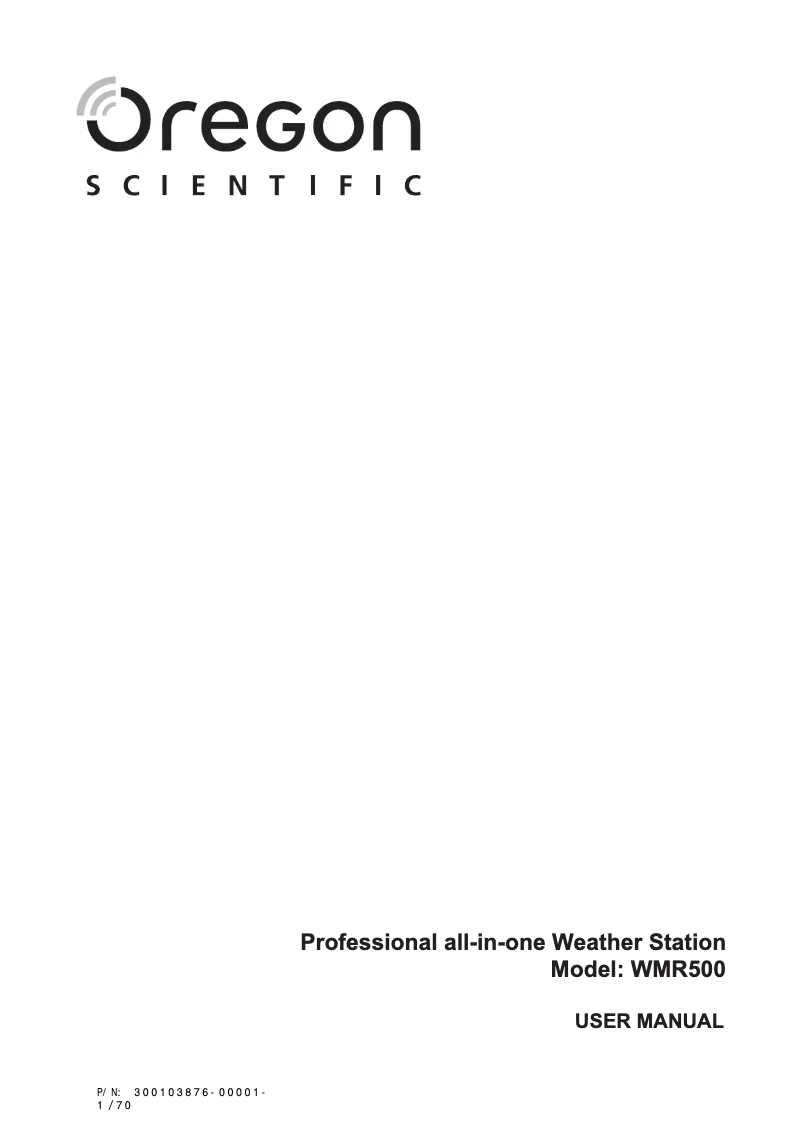 Page 1 de la notice Manuel utilisateur Oregon Scientific WMR 500