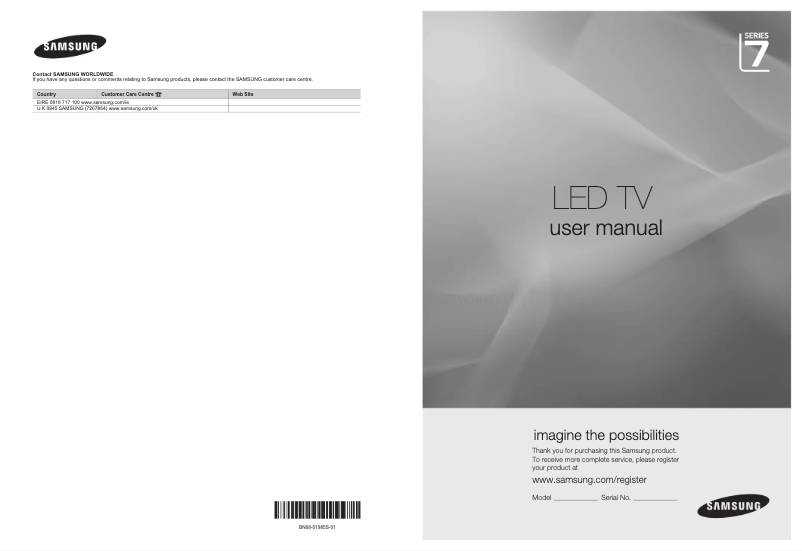 Image de la première page du manuel de l'appareil UE55B7000